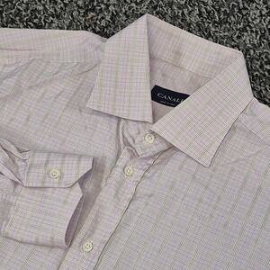 Canali Impeccable‎ Shirt 42-16 1/2 Pink Striped Cotton Button Up Made in Italy